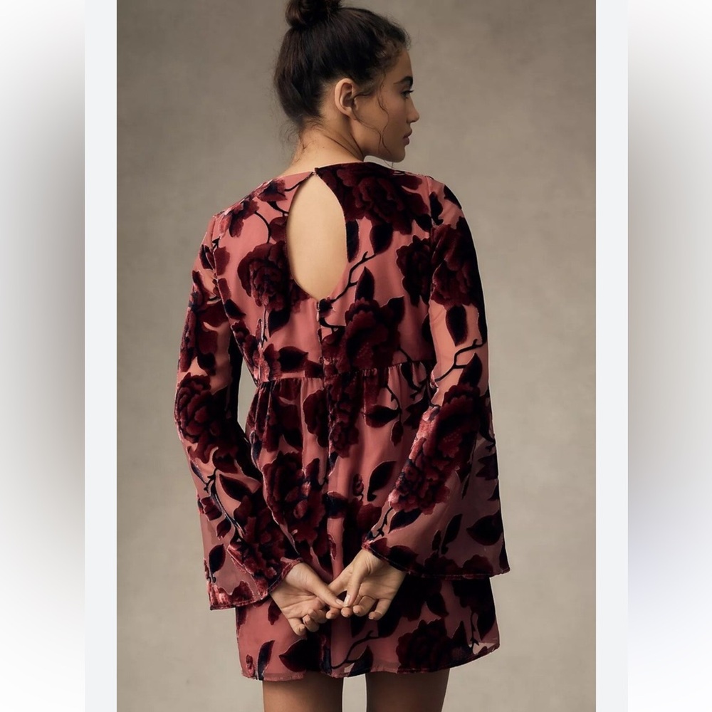 Hutch Burgundy Floral Long Sleeve Dress XSP